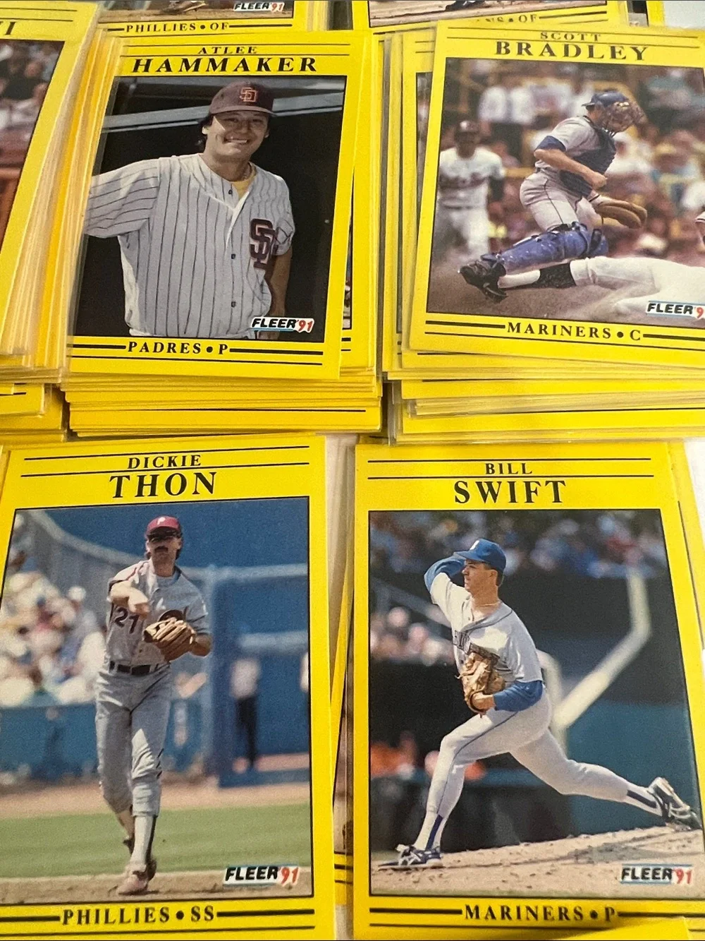 Vintage Fleer 1991 Baseball Card Lot - Yellow Border (300+)